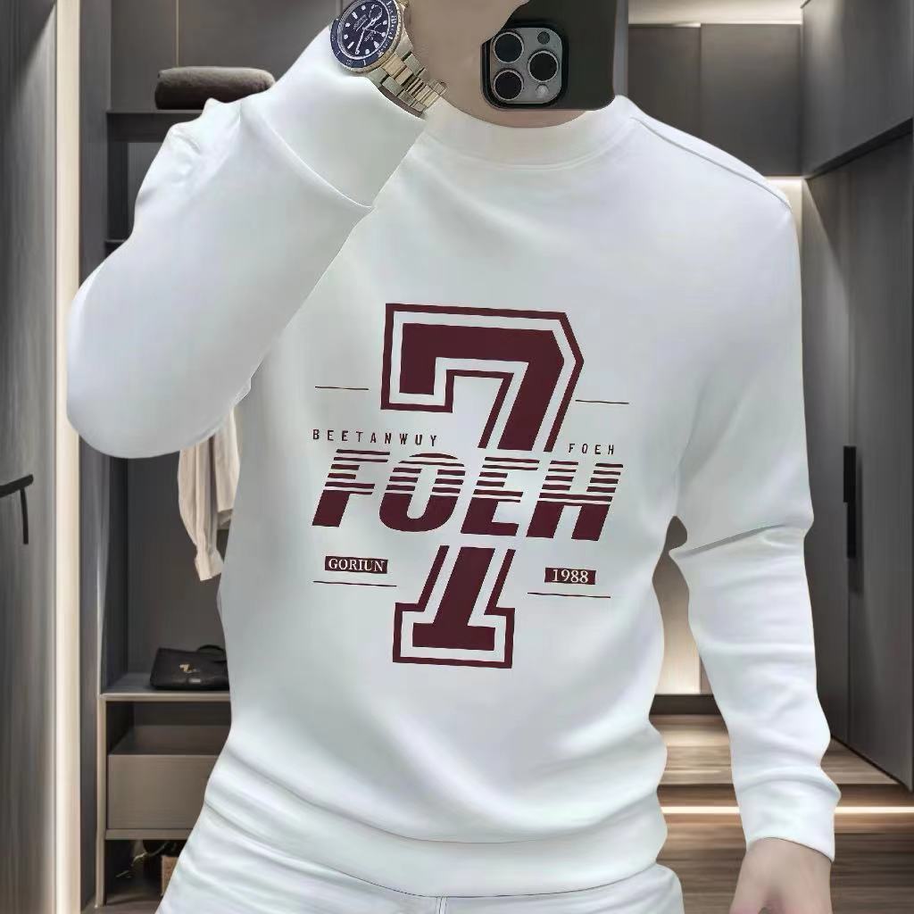 个性潮流重磅圆领卫衣痞帅街头宽松休闲秋季印花时尚男士潮流卫衣