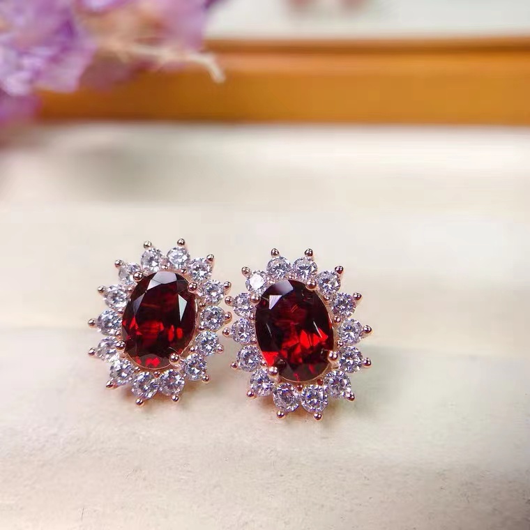 【中非珠宝】1012轻奢精致红色时尚耳钉耳饰