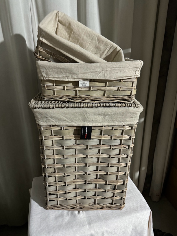 手工编织发一个脏衣篓两个收纳框简约家用