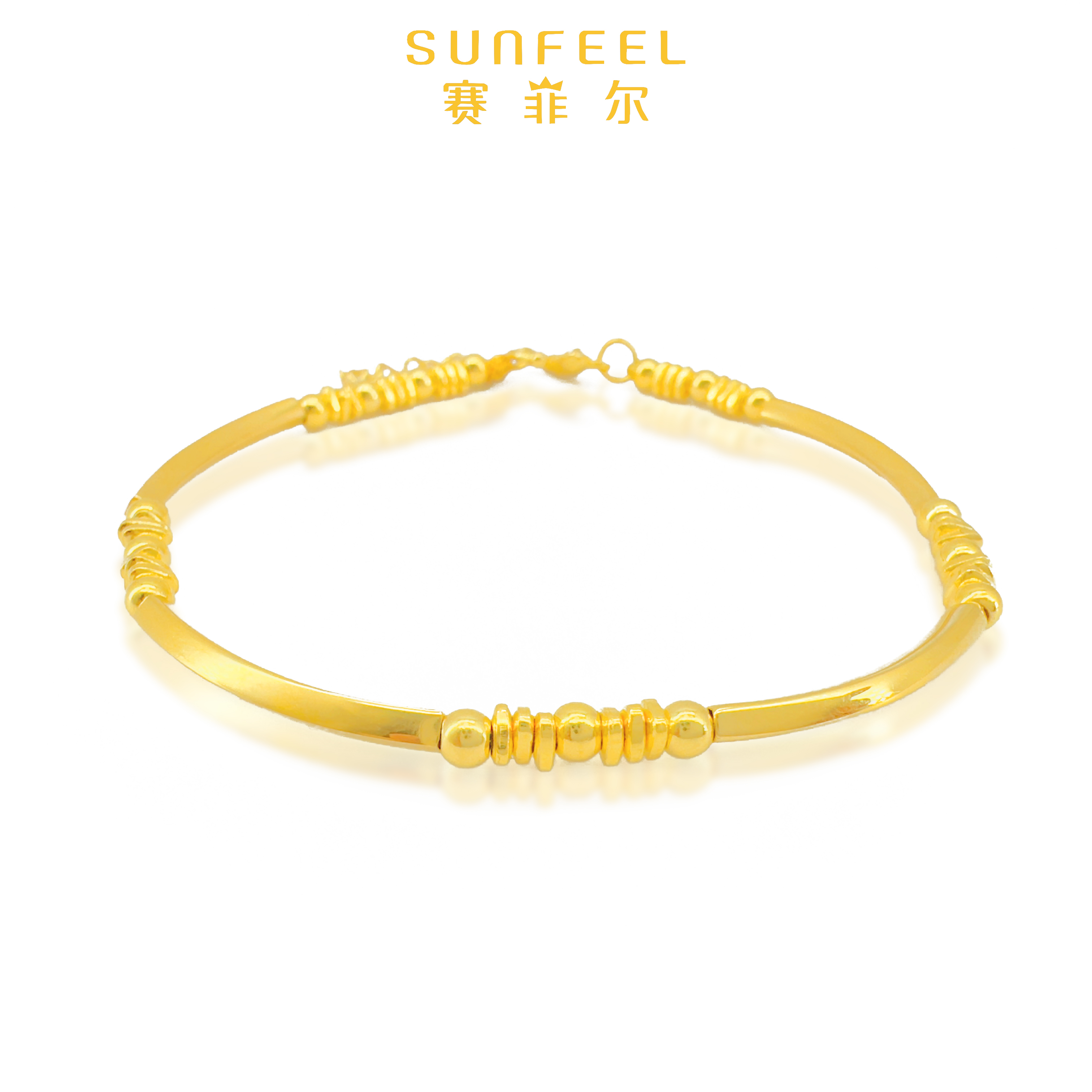 SUNFEEL/赛菲尔【双十一】精炫金足金盘缠间珠黄金手链手串