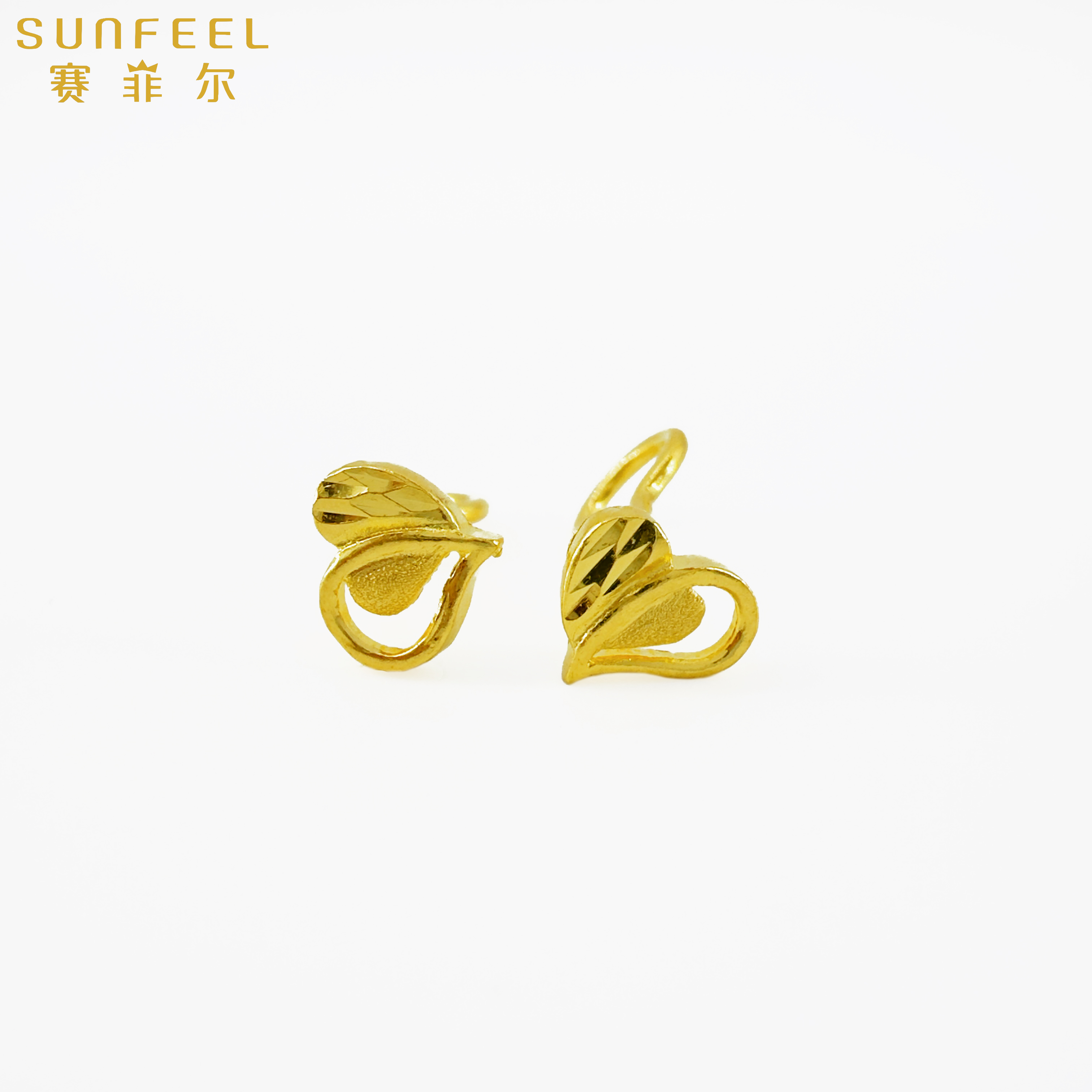 SUNFEEL/赛菲尔【双十一】足金爱心黄金耳钉耳饰