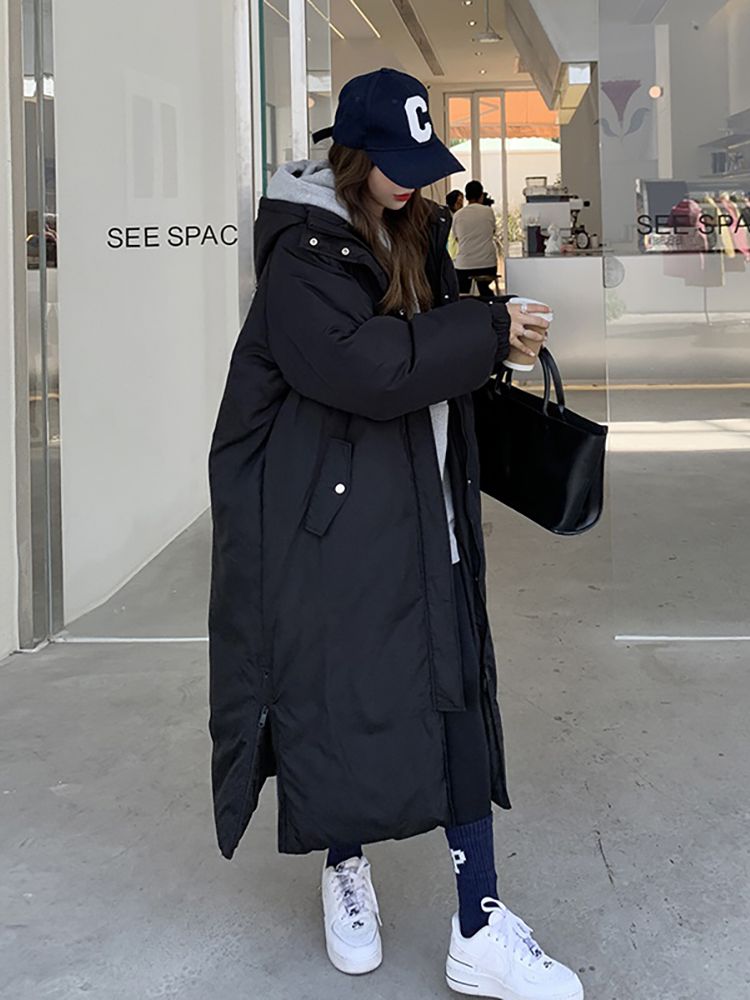 2023新款羽绒服斤胖羽绒服女长款过膝衣外套冬季大码韩系学生加厚