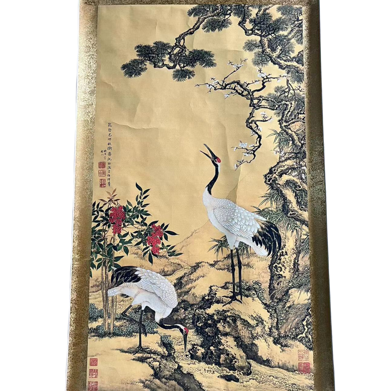 a42【松梅双鹤】 中堂画   仿品
