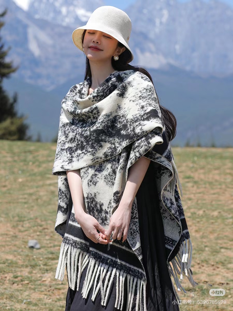 T-057-专属链接--网红爆款披肩国风护颈肩外搭衬衫坎肩加厚秋冬版