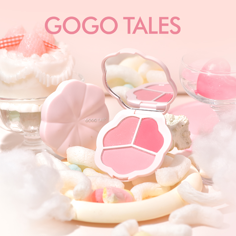 GOGO TALES戈戈舞花间粉雾三色腮红盘膨胀收缩色晒红哑光胭脂学生