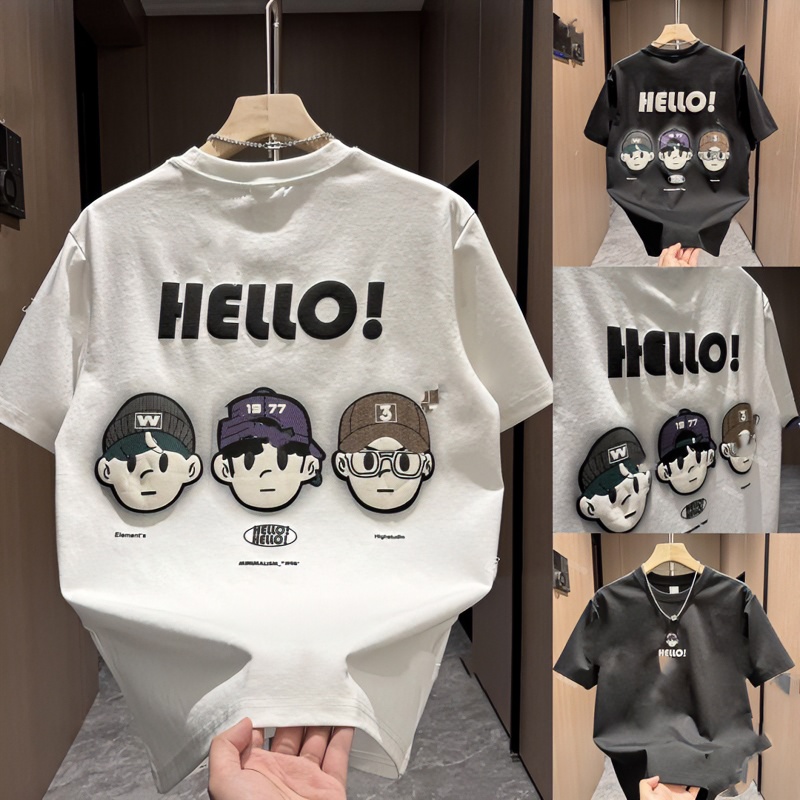 儿童夏季卡通短袖男童洋气休闲百搭T恤圆领纯棉半袖宽松潮流印花