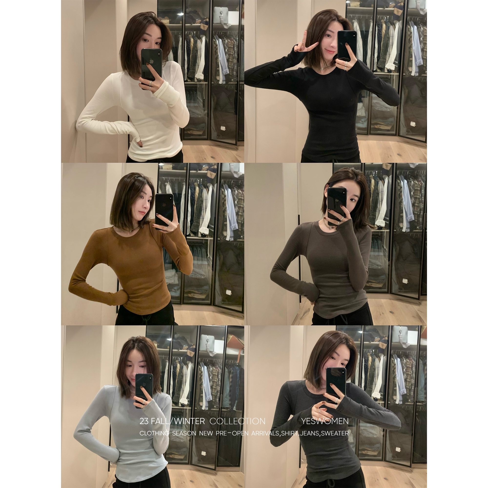 YESWOMEN【DA】德绒磨毛T·发热锁温抗菌 显瘦T恤XY22310B2949