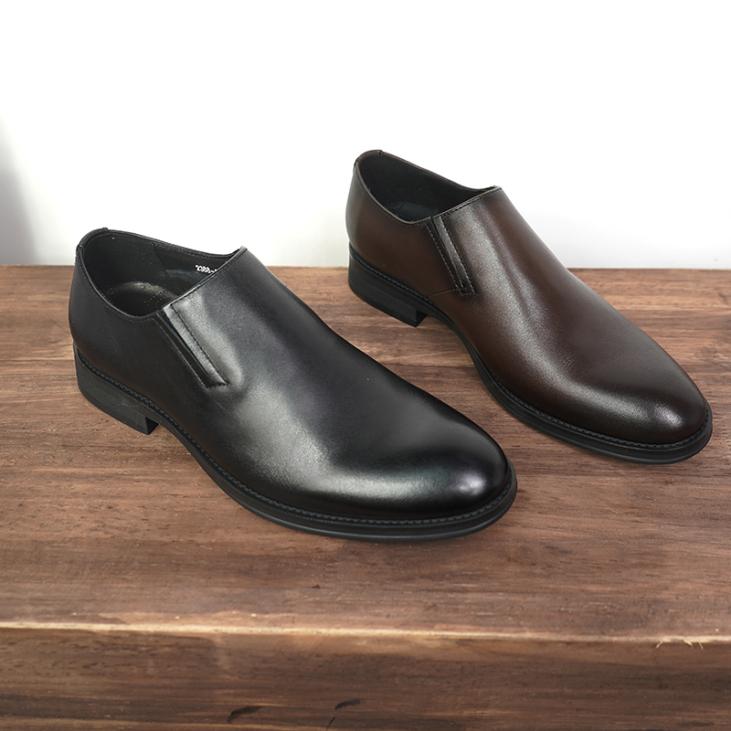 男士头层牛皮英伦风商务软底软面舒适透气小皮鞋