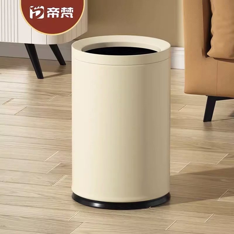 客厅双层垃圾桶家用卧室卫生间民宿ins摇盖奶油白黑色金属卫生桶