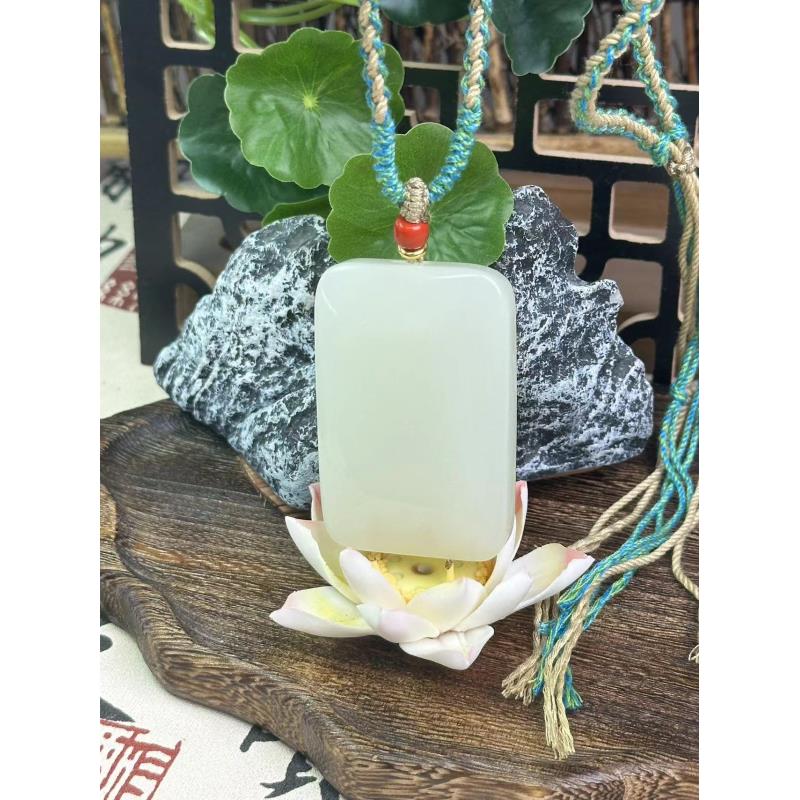 【和田玉无事牌】天然新疆和田玉大阪平安无事牌  高60*40mm厚13mm