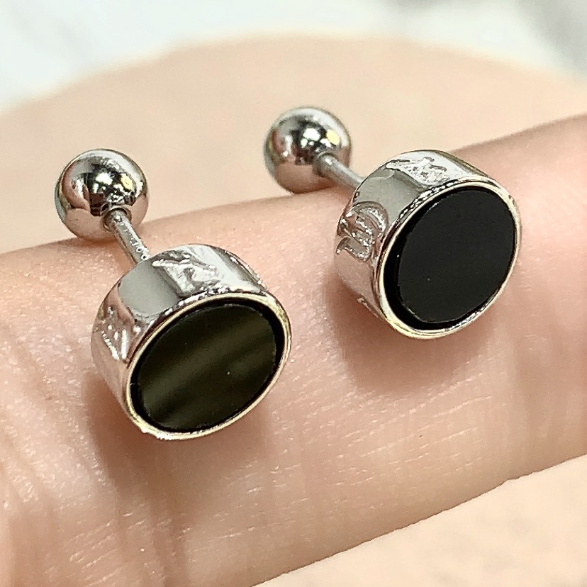 六字真言重工耳钉925