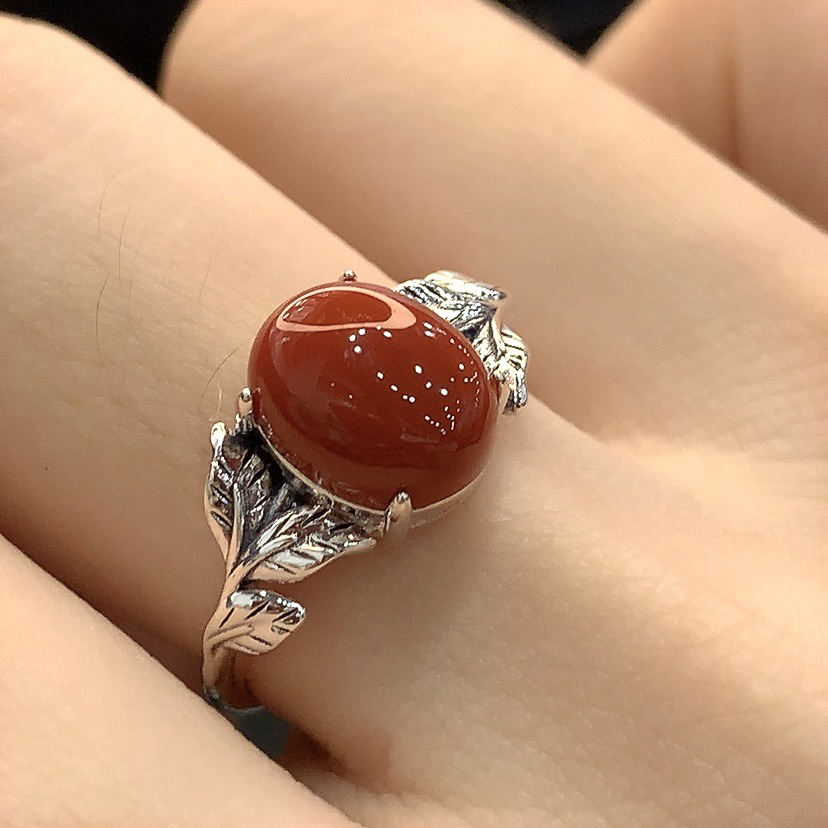 椭圆南红树叶戒指