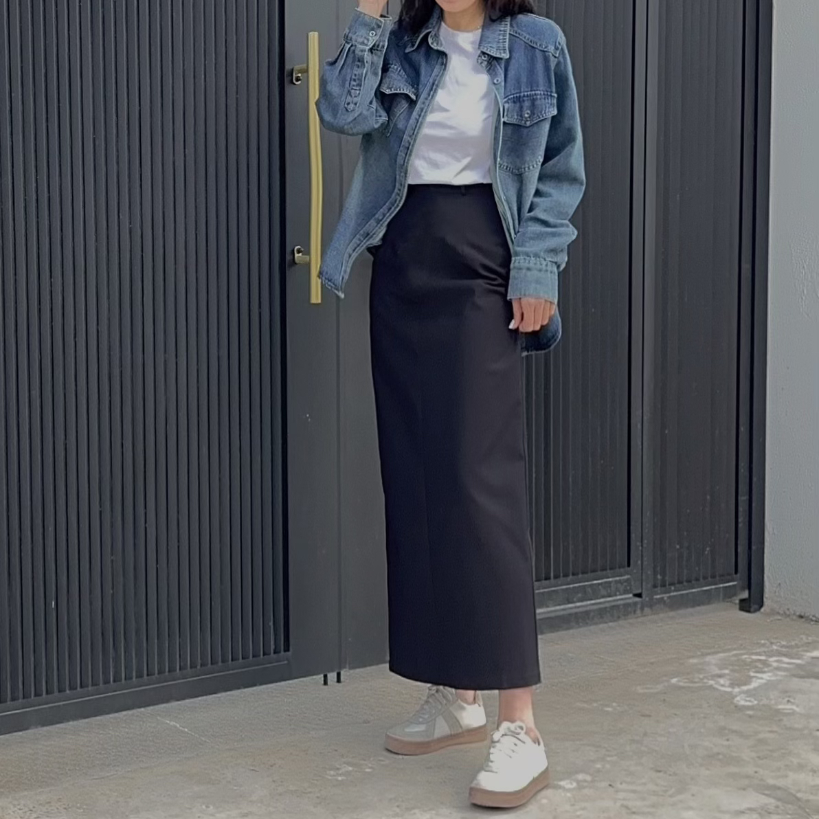 HONGSL【直筒西装裙】四季款  高腰 显瘦 加长款 直筒开叉半身长裙