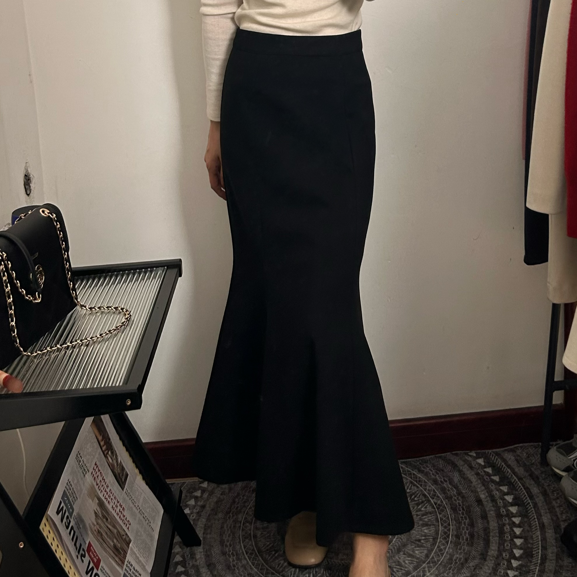 HONGSL【毛呢鱼尾裙】 冬季 气质 包臀 高腰 显瘦 长款半身鱼尾裙