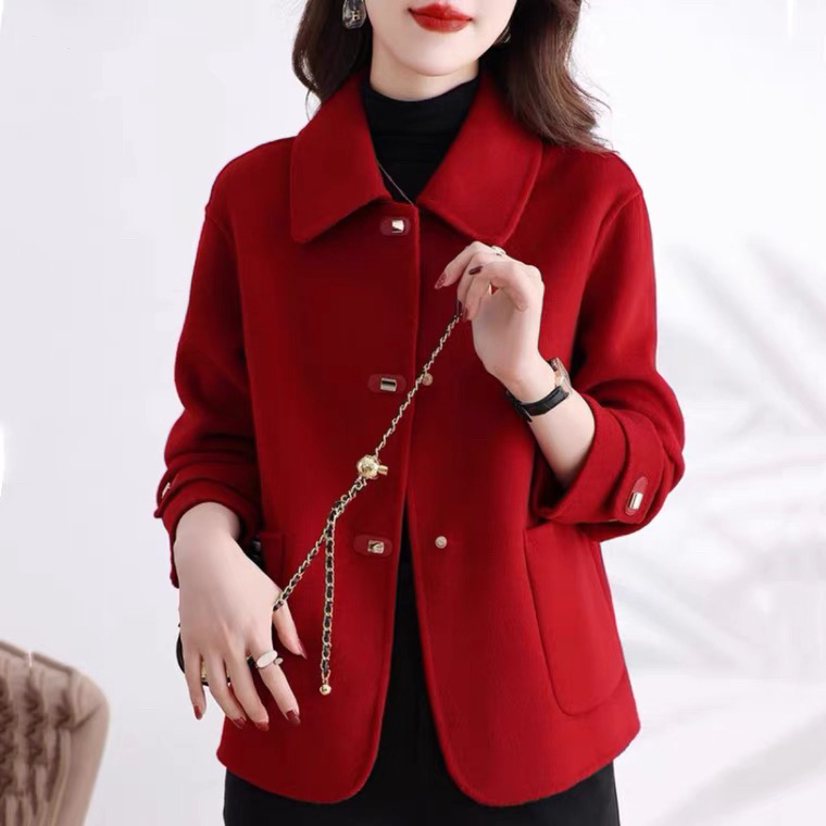 双面呢大衣女短款2024春秋新款高级感双面绒显瘦洋气减龄毛呢外套