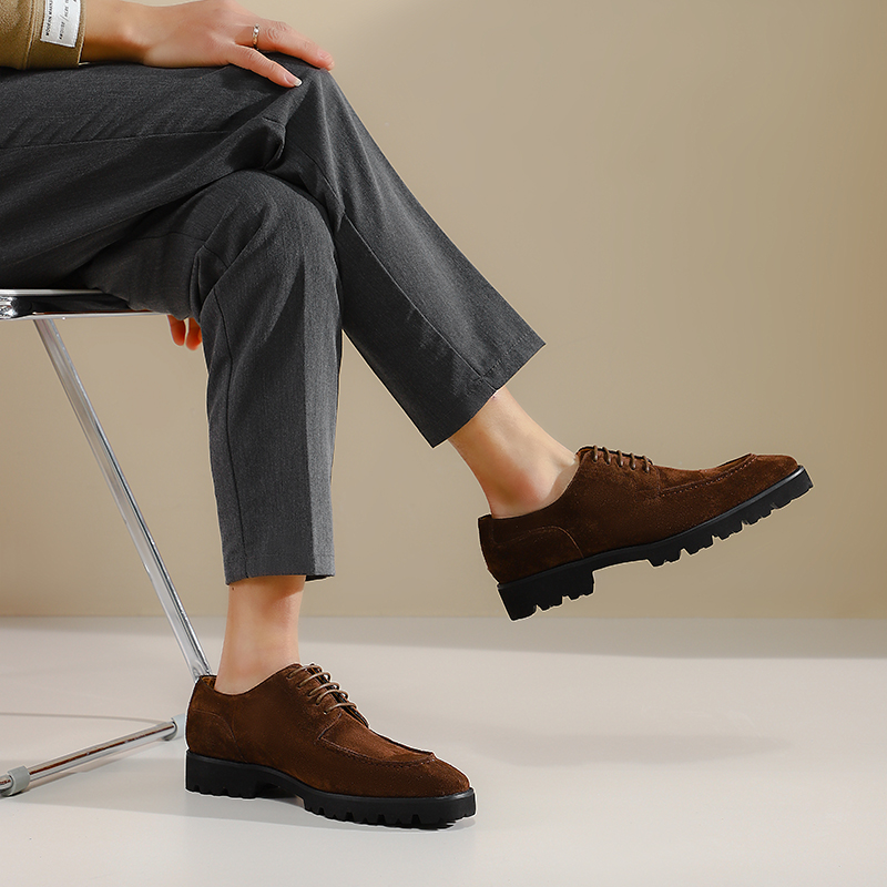 美帮男士时尚透气系带休闲皮鞋轻便商务鞋