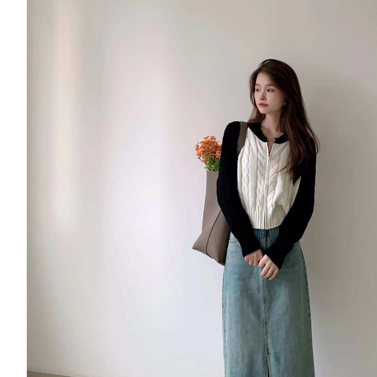  NAIKAN「专属定制经典麻花」麻花撞色拼接毛衣外套 无敌显瘦