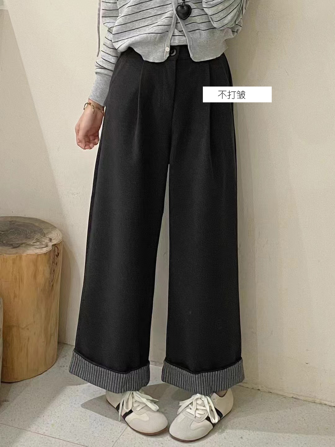 NAIKAN 新品冬款遮胯显瘦阔腿裤 呢子料子百搭长裤