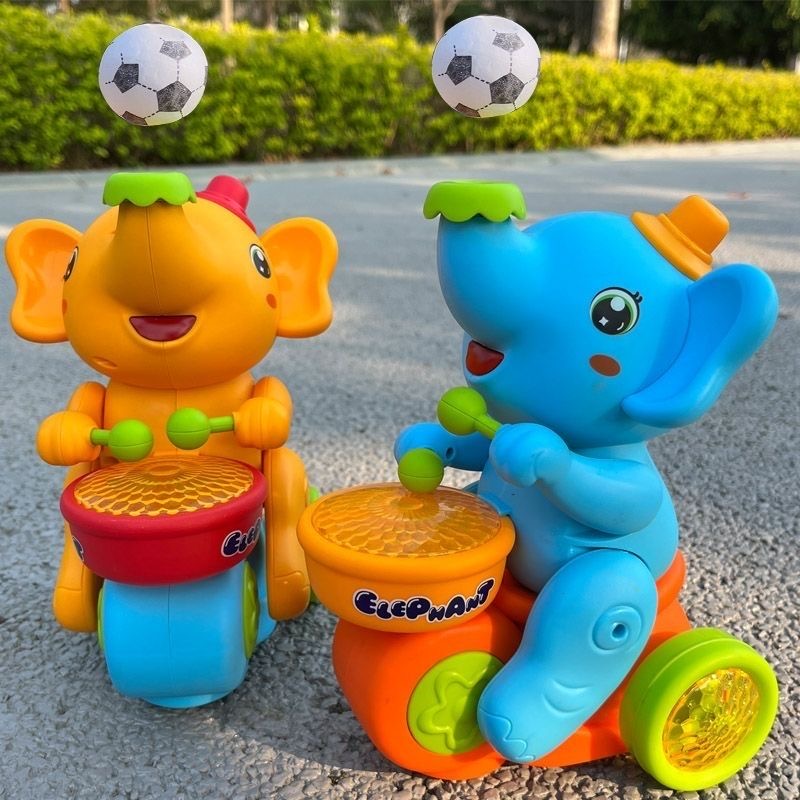 电动万向悬浮吹球小萌象 炫酷音乐灯光打鼓小象玩具车 萌象音乐家