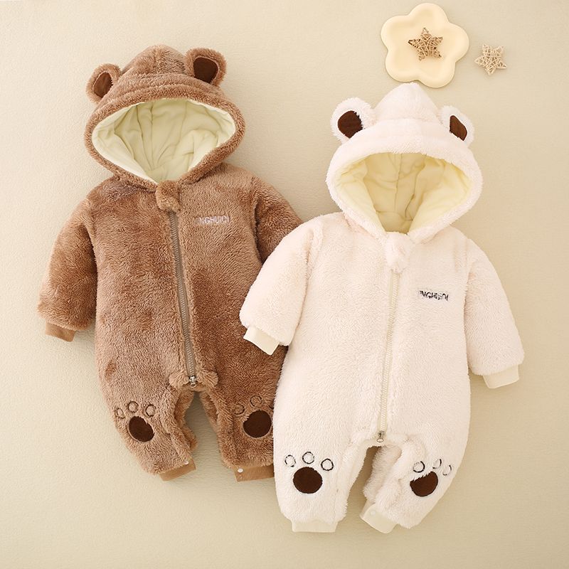 【恒】婴儿冬款连体衣宝宝加绒加厚棉服新生儿外出服哈衣爬保暖服潮