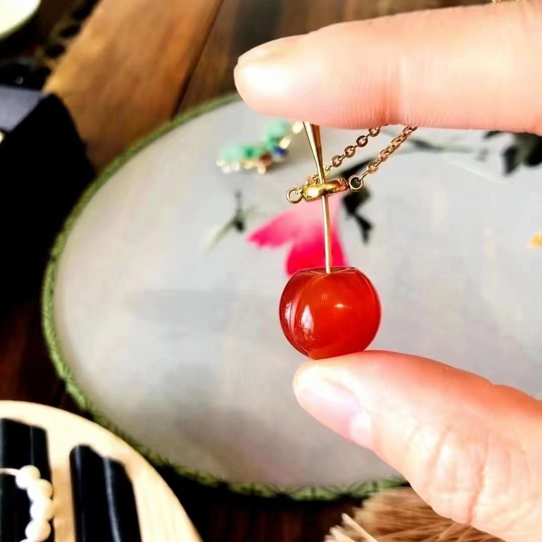 红玛瑙樱桃设计款吊坠1111