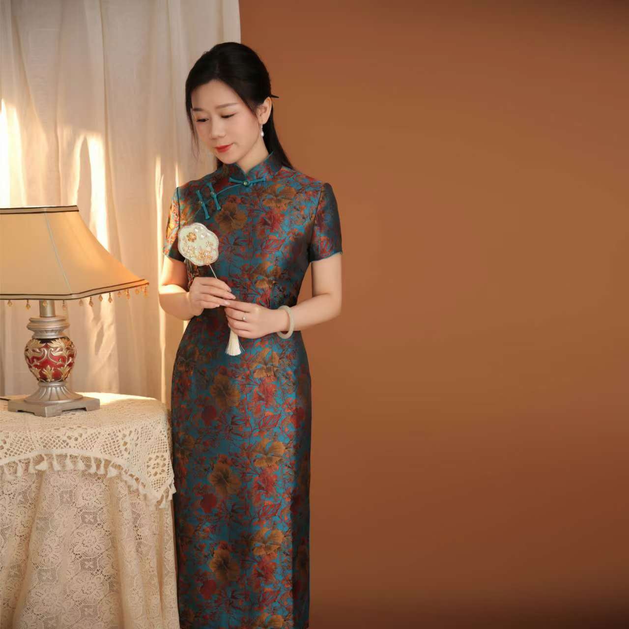 复古日常国风优雅港风高贵新款新中式修身旗袍高贵连衣裙喜婆婆