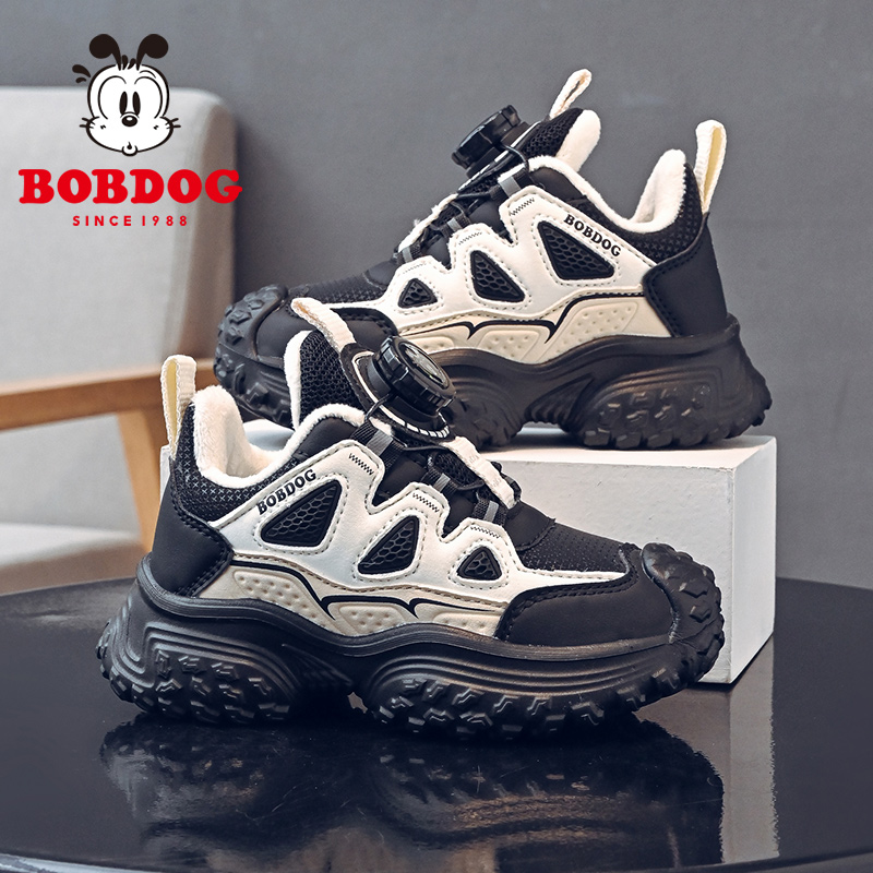 巴布豆童鞋男童运动鞋2024新款秋冬加绒二棉鞋冬季男孩儿童鞋子女