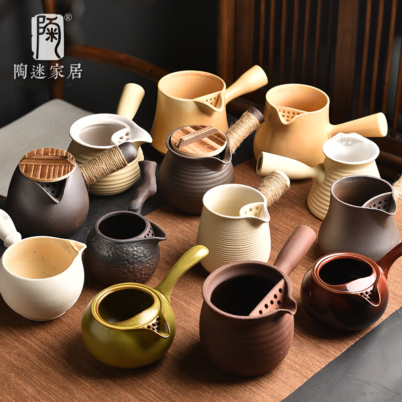 罐罐奶茶壶电陶炉煮茶器具烤奶罐烧水侧把壶陶瓷粗陶围炉煮茶配件