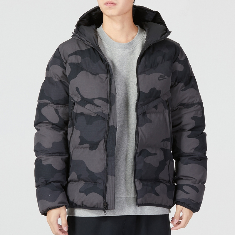 Nike耐克男装迷彩棉衣保暖连帽夹克宽松休闲防风外套DQ4936-254