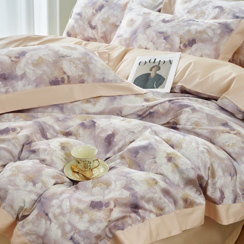 2024新款100支长绒棉纯棉全棉活性数码印花拼角工艺四件套