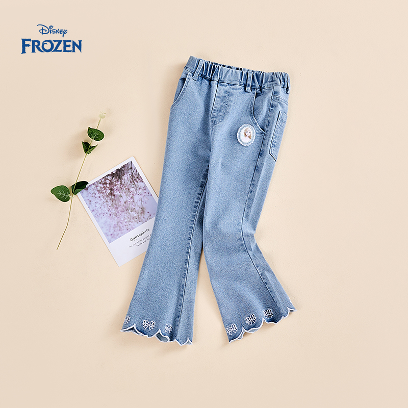 Disney/迪士尼冰雪奇缘女童童装秋季时尚百搭洋气休闲牛仔长裤