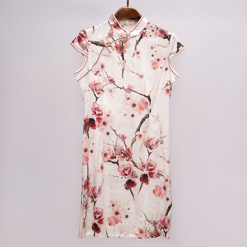 秋季真丝桑蚕丝高端妈妈婚宴礼服新开叉中式旗袍修身喜婆婆婚宴装