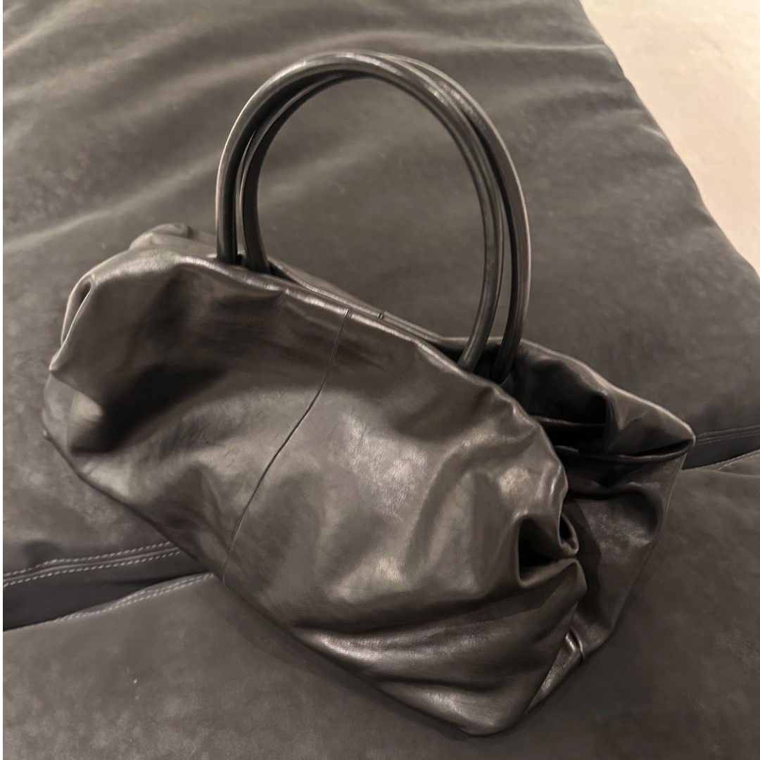 COCOLINDA | Row头层胎牛皮软皮大容量黑色简约手提包B1108户外