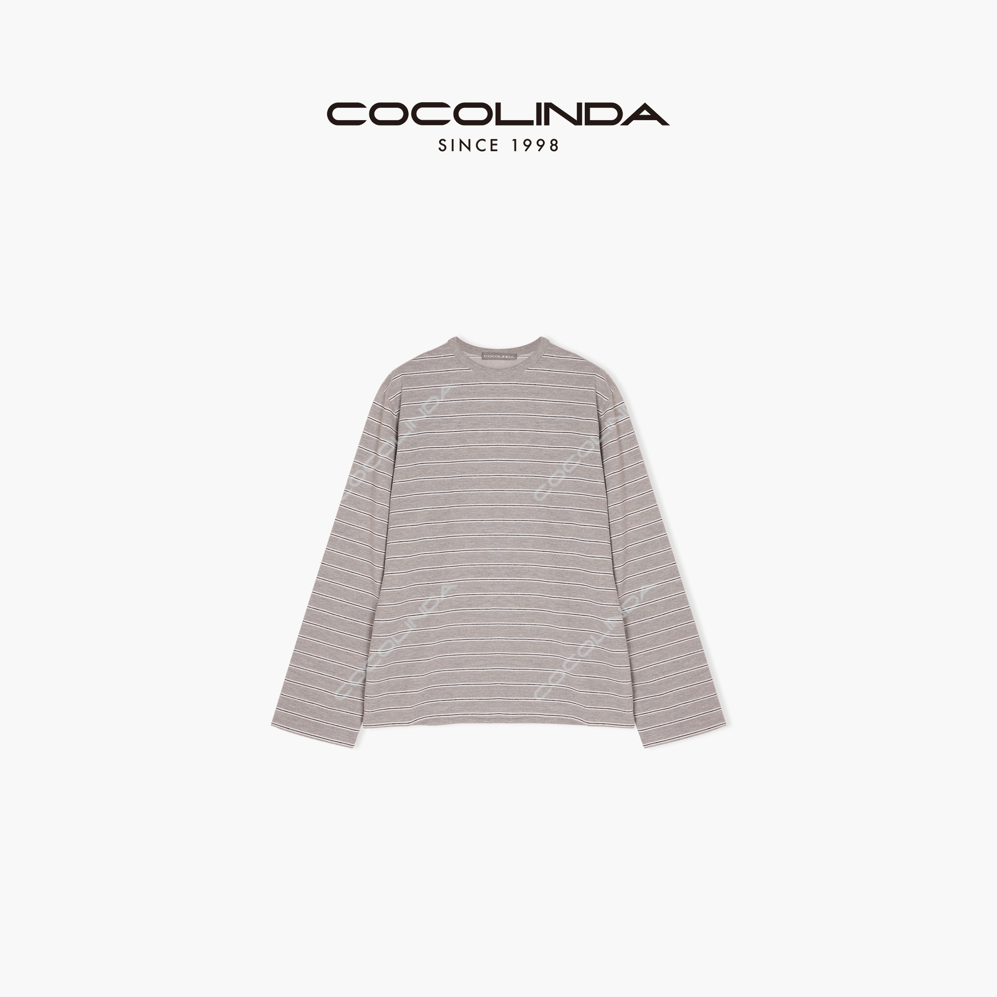 COCOLINDA | 棉质针织宽松条纹圆领长袖T恤T2282