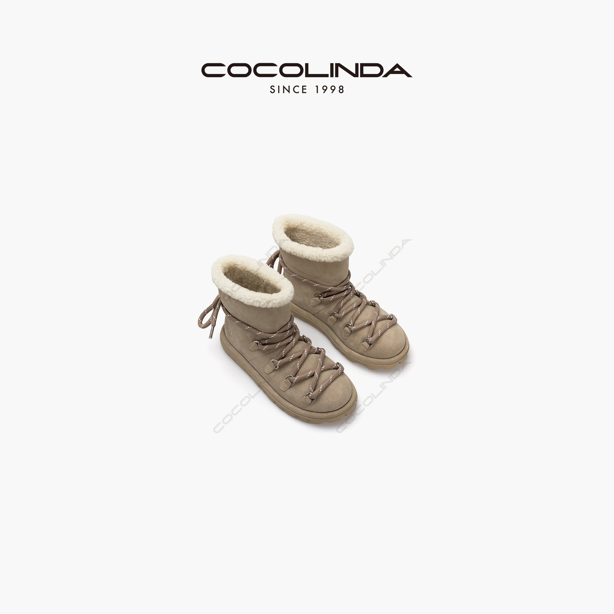 COCOLINDA | '落雪时分’短筒绒面绑带雪地靴X2454