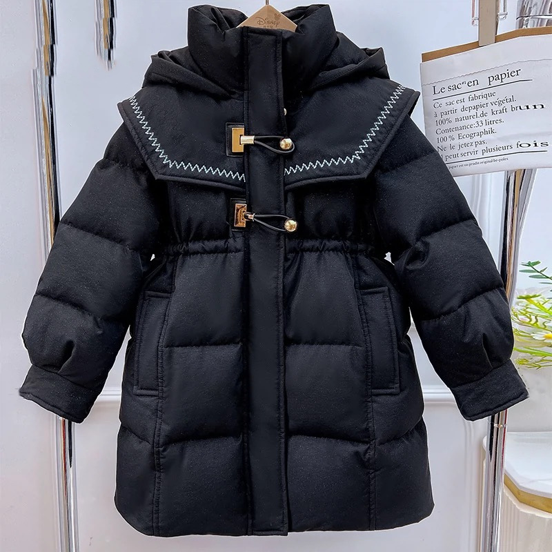 女童纯色冬装加厚保暖棉服韩版洋气小女孩宝宝休闲棉袄中大童外套