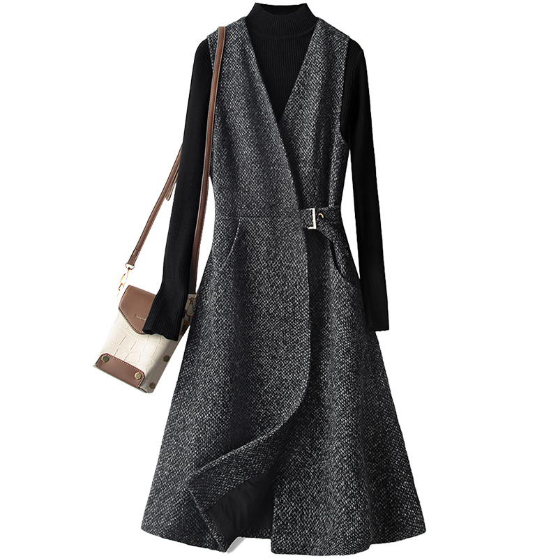 【品牌奥莱】丝柏舍春季女士显瘦中长款气质无袖连衣裙S23B6277L