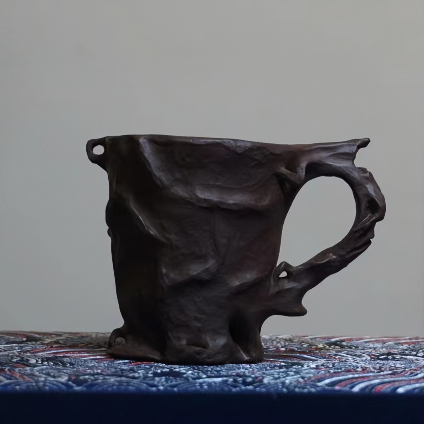 纯手工主人杯原矿底槽清紫砂杯《太湖石系列》