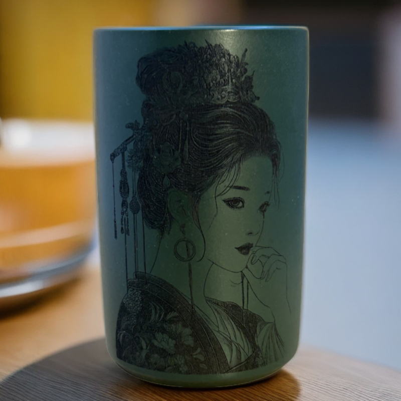 宜兴原矿紫砂杯茶具茶杯主人杯品茗杯绿泥全手工美女主人杯