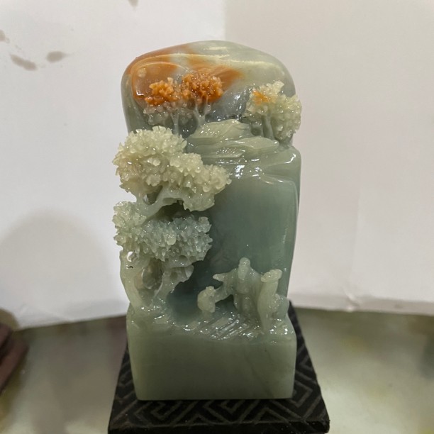原石原色山水印章，可实用可摆放