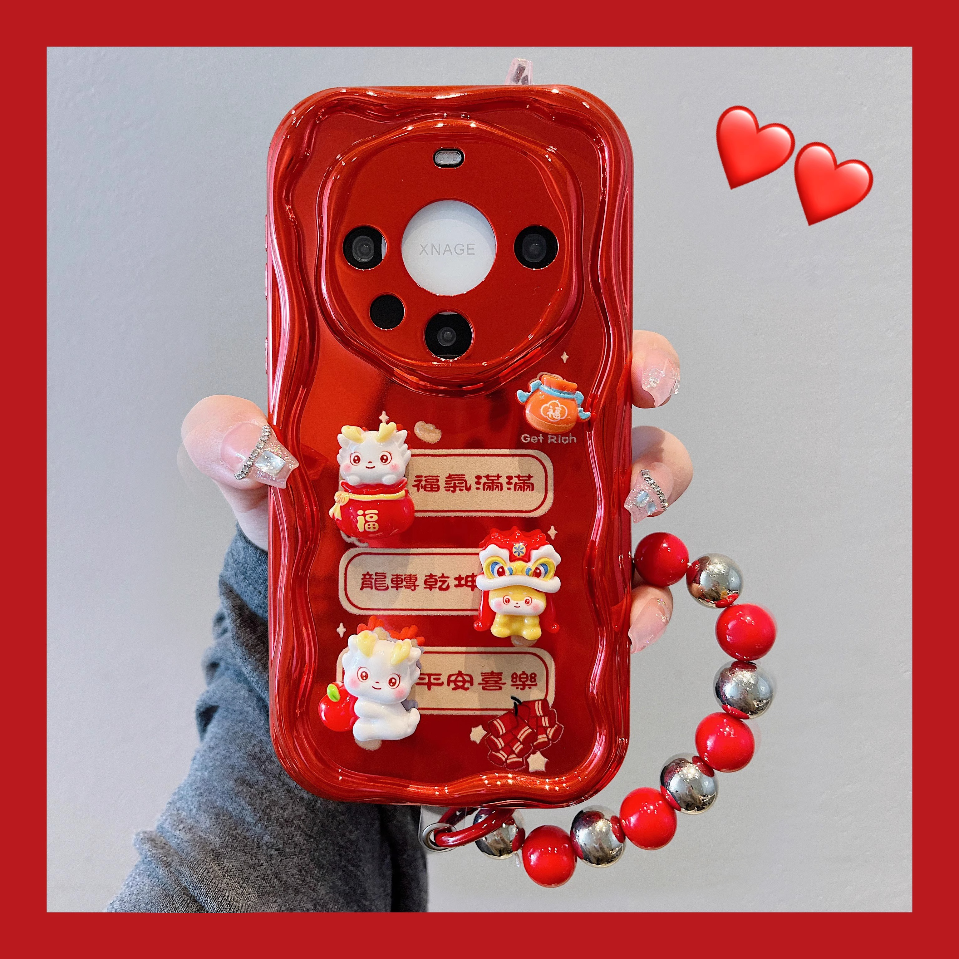 华为mate60pro新年款手机壳卡通立体公仔mate50pro全包防摔m40pro