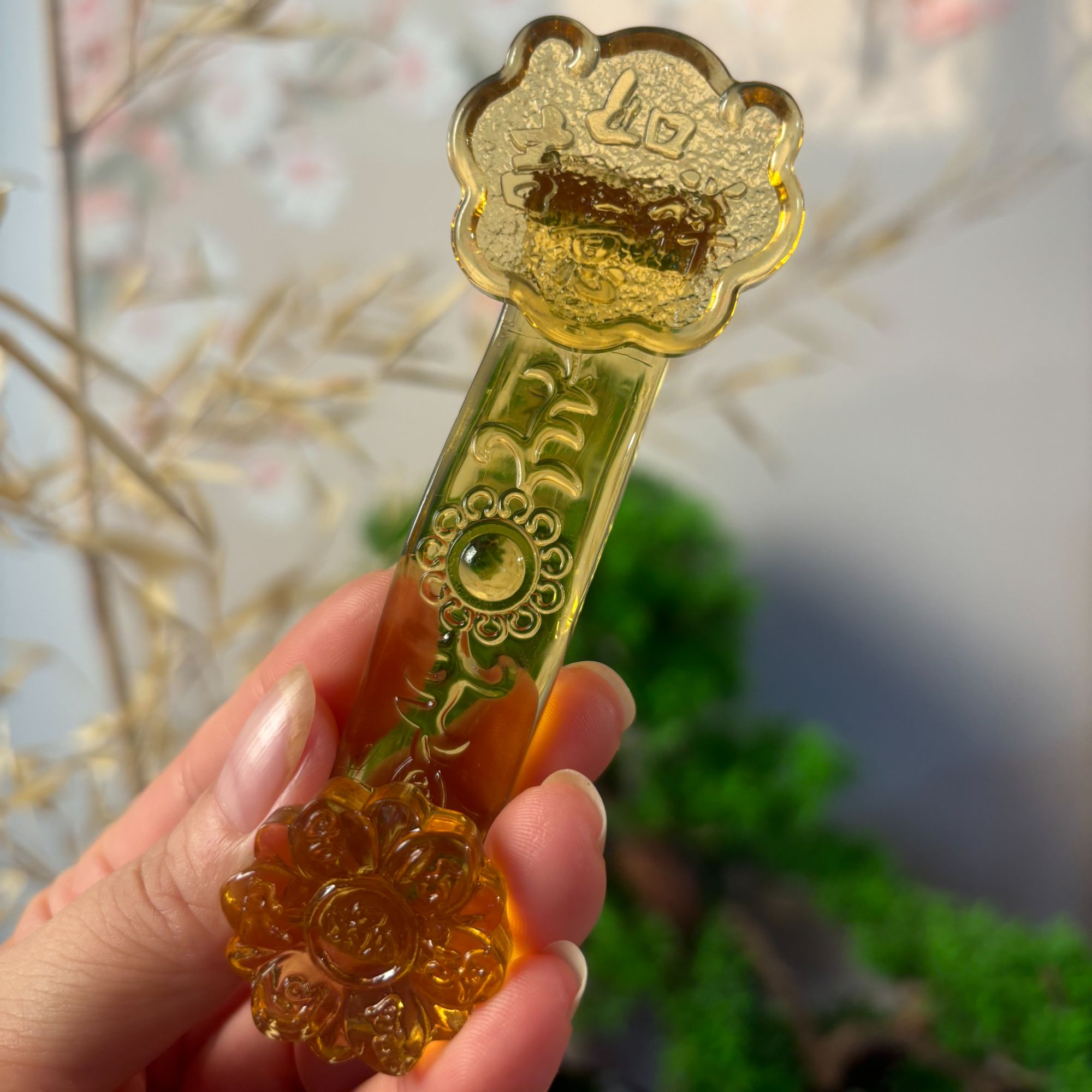中国黄如意搁置茶桌配件摆件