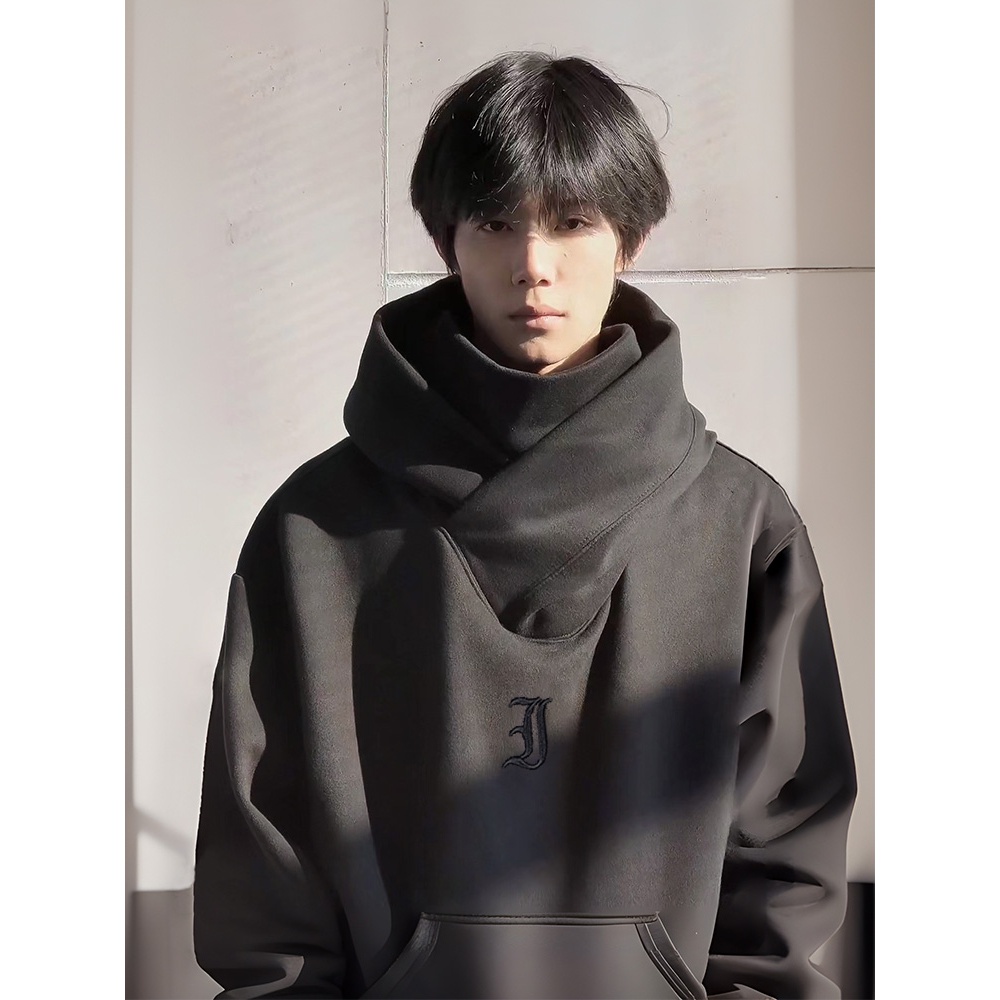 社恐人忍者堆堆领冲锋衣卫衣男士连帽冬美式加绒加秋季男上衣休闲