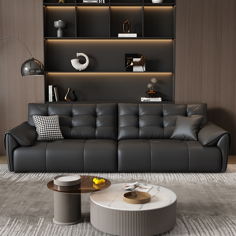 （双十二活动补贴专属）大象耳朵云朵沙发意式极简摩卡色真皮沙发