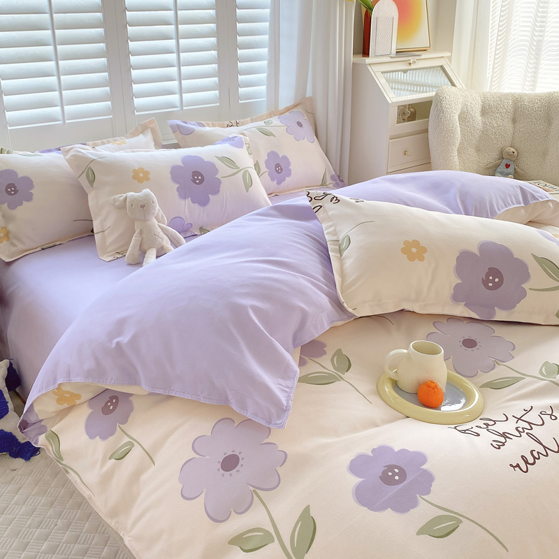 四季可用四件套床单被罩学生三件套亲肤被单双人被罩