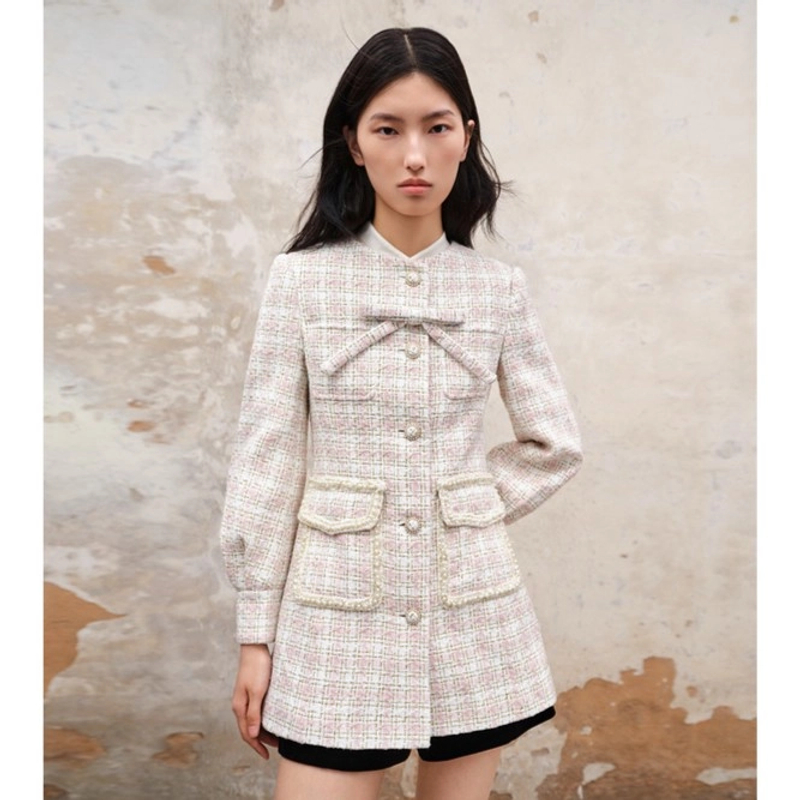 MAXRIENY2023小香花纱呢外套小香风冬季气质秋冬短款