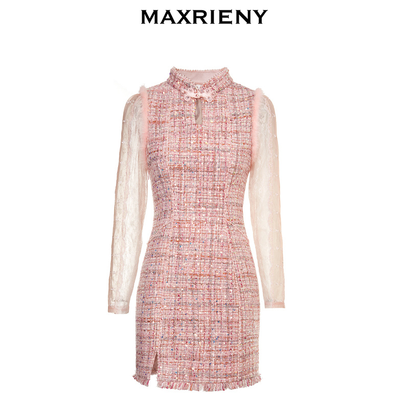 MAXRIENY2023春秋小香风两件套连衣裙复古气质少女长袖【国风】