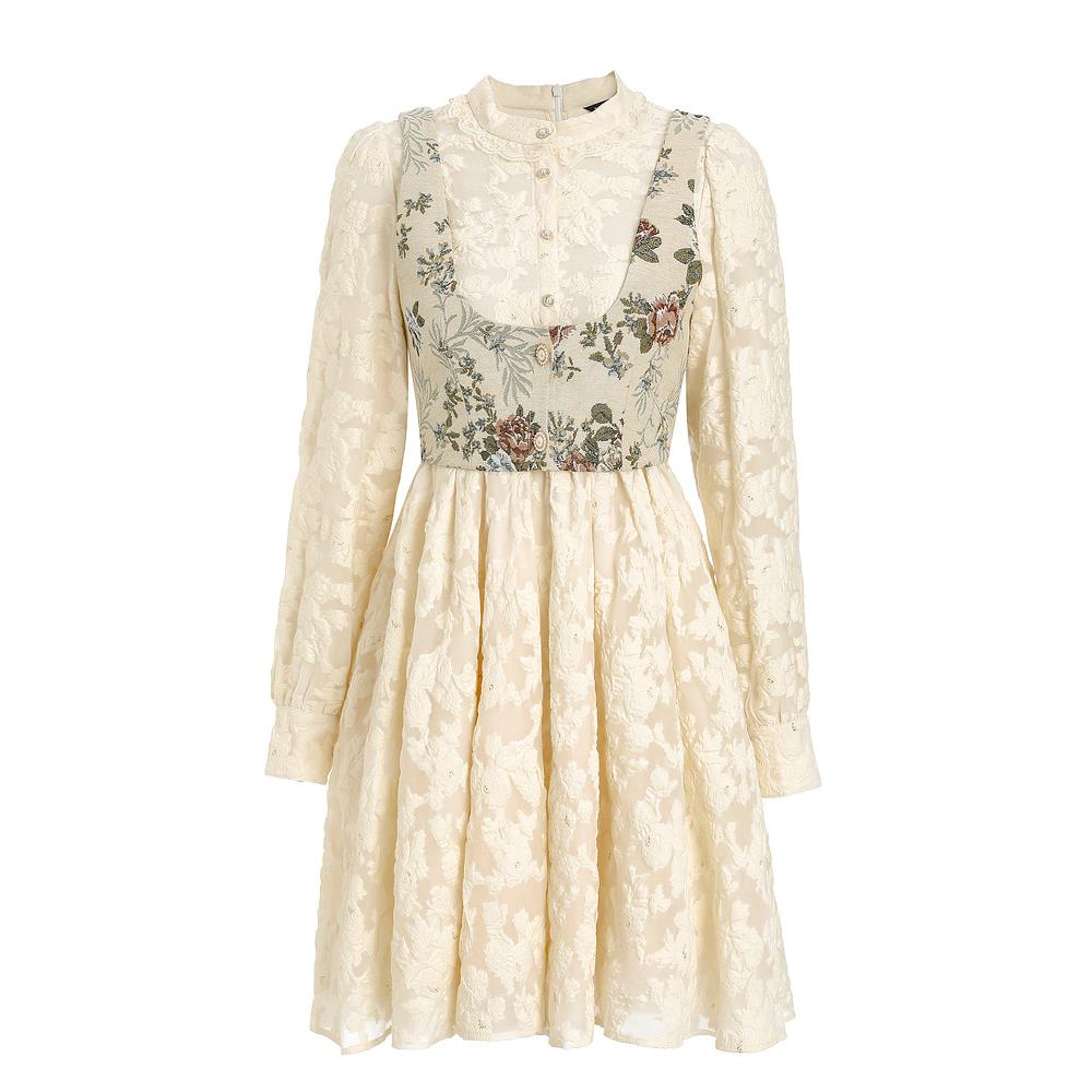 MAXRIENY显瘦提花公主裙复古气质优雅两件套2022春季时尚连衣短裙