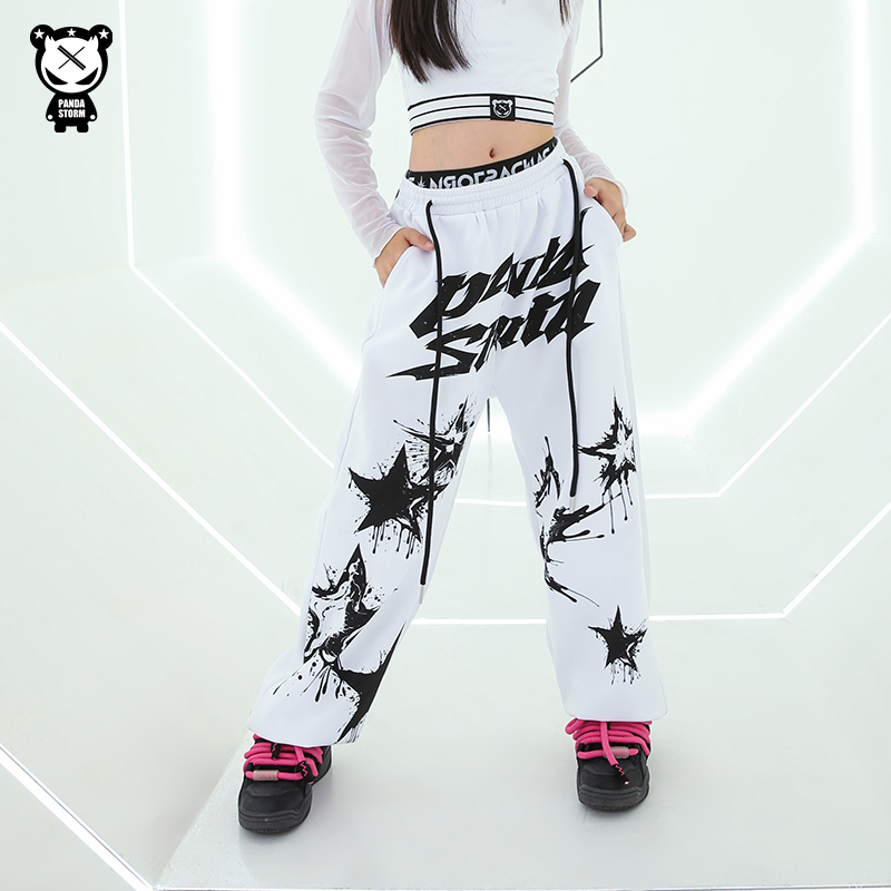 少儿童街舞走秀爵士舞架子鼓hiphop宽松束脚裤长裤子男女童演出服