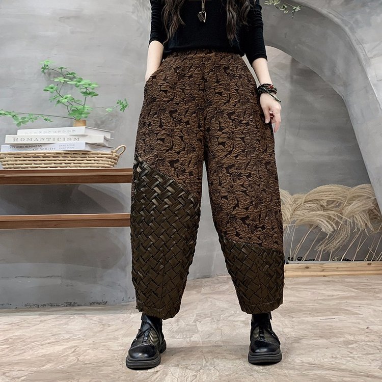 编织重工春秋新款休闲裤百搭显瘦2024年大码阔腿裤大码松紧腰女